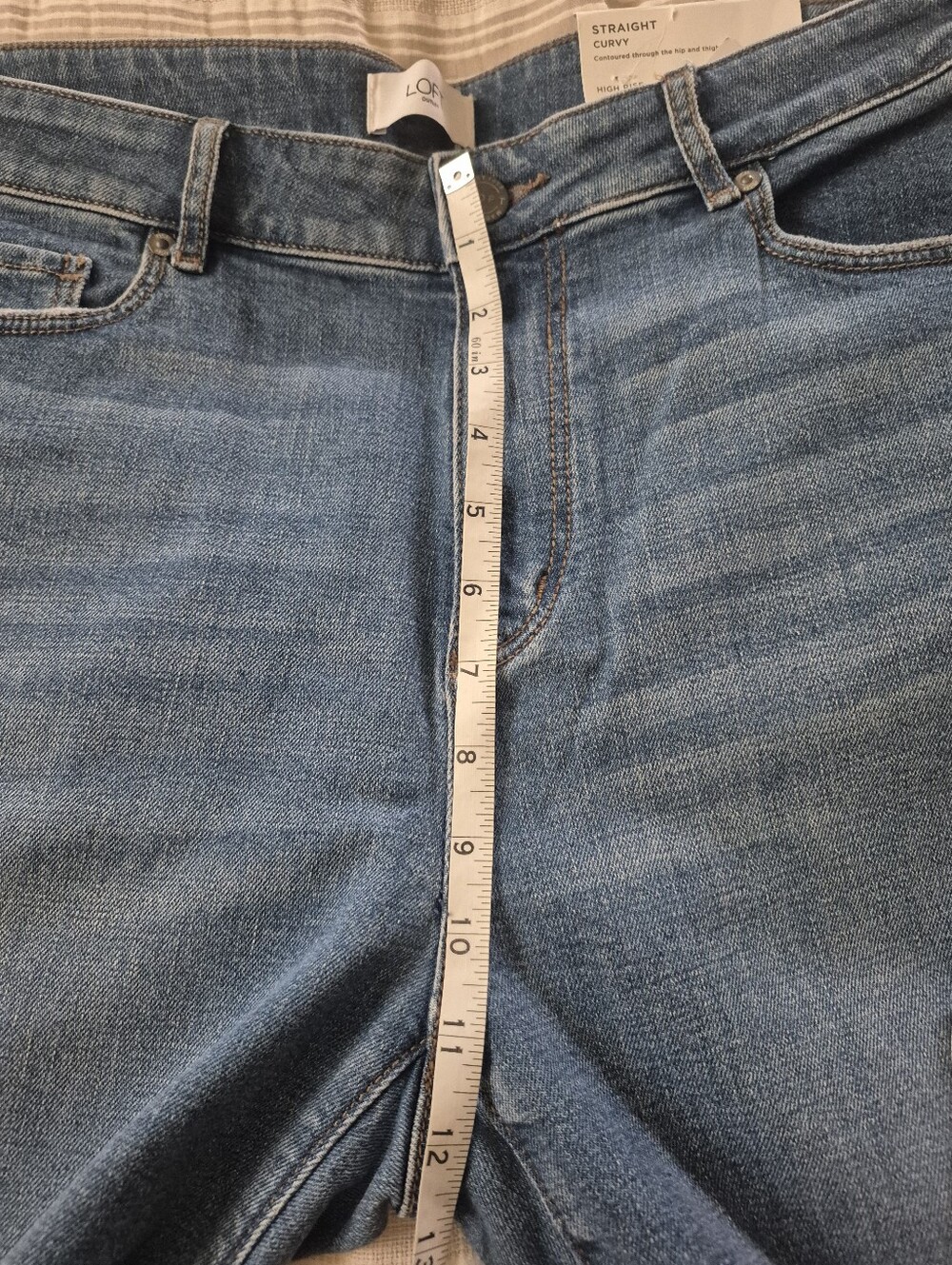 LOFT Medium Blue Straight Curvy High-Rise Jeans - Picture 9 of 10